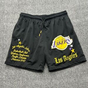 Ultra Game NBA Los Angeles Lakers Shorts Large Black Yellow Purple Embroidered